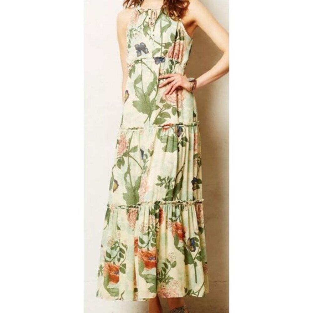 Maeve Floral Maxi Dress - Green and Orange
